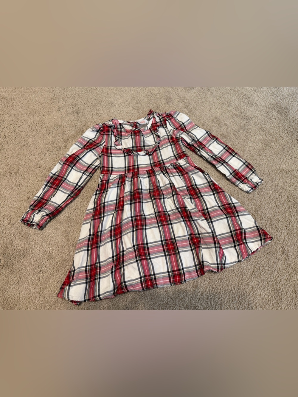 wonder nation Red & White Plaid Ruffle-Trim Dress Top